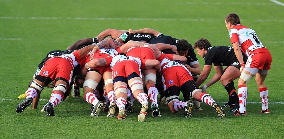 Athlètes de Rugby en pleine action