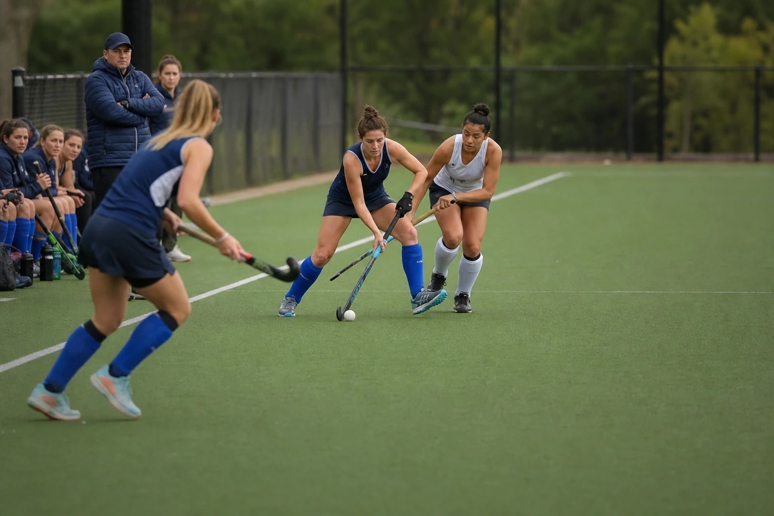 Athlètes de Hockey sur gazon en pleine action