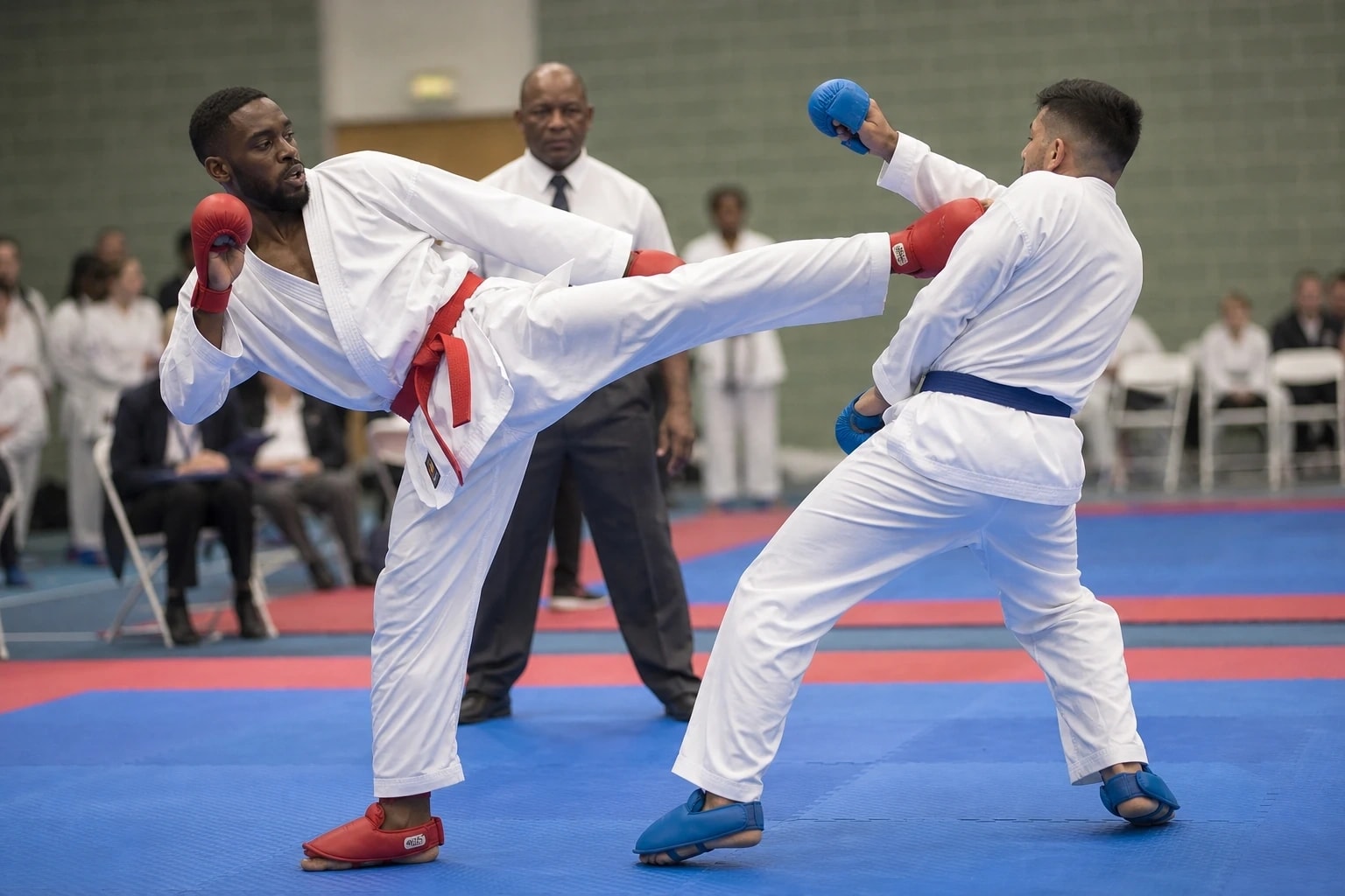 Athlètes de Karaté en pleine action